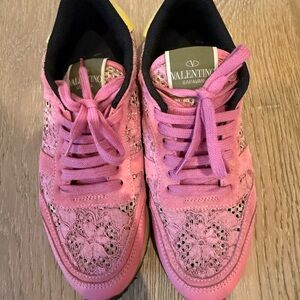 Valentino Pink Lace Sneakers with Intricate Design